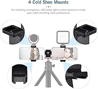 Vista 6 de Andoer AD-04 Soporte de trípode universal para teléfono con soportes para teléfono duales Abrazadera horizontal vertical para teléfono 4 Soporte