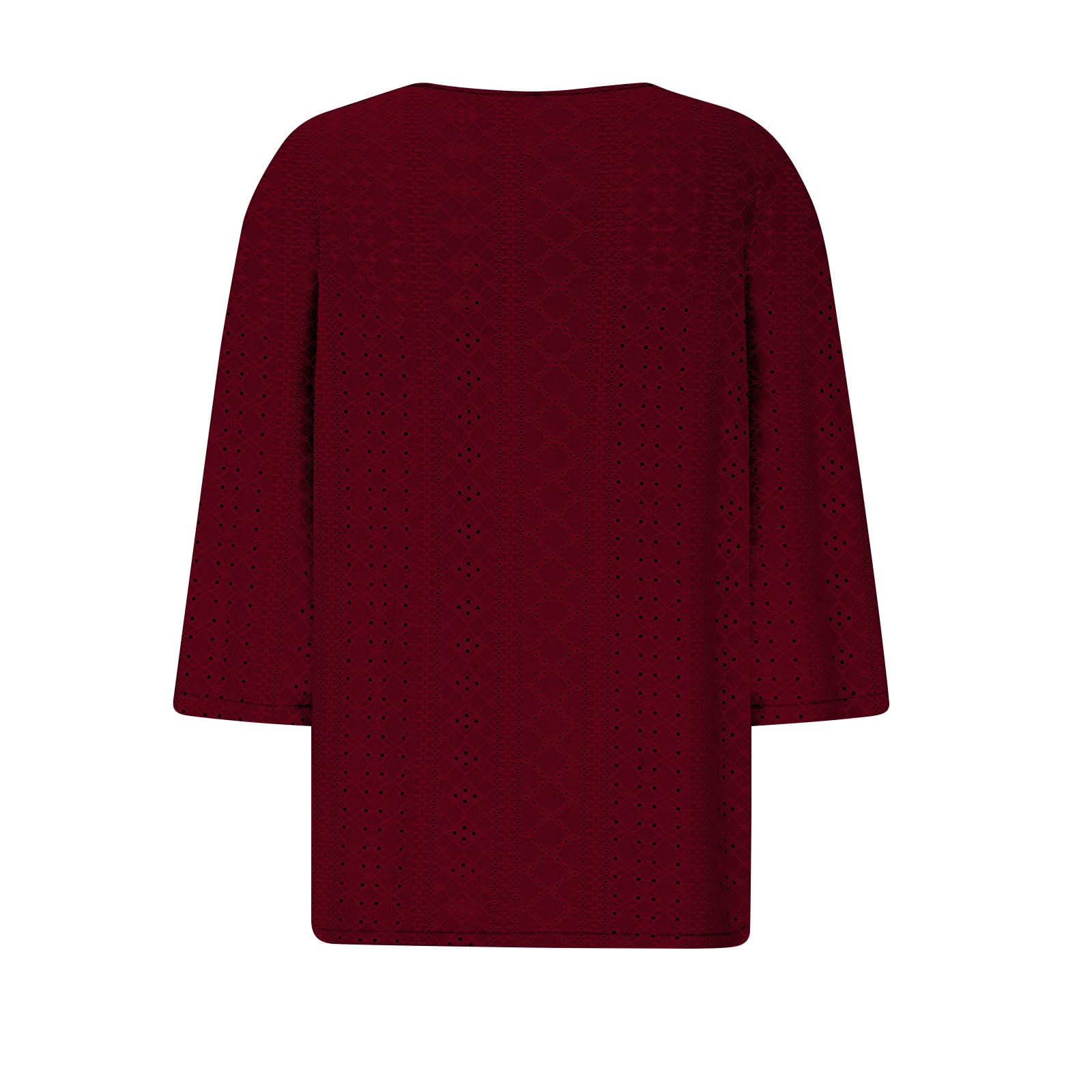 RLEHJN T Shirts À Manches 3/4 Femme Pas Cher Top Femmes Chic Et Élégant Tuniques De Mode Amples De Couleur Unie Tops Basiques Été-Printemps Décontractés Col V Tops Chemises Trois Quarts 2025