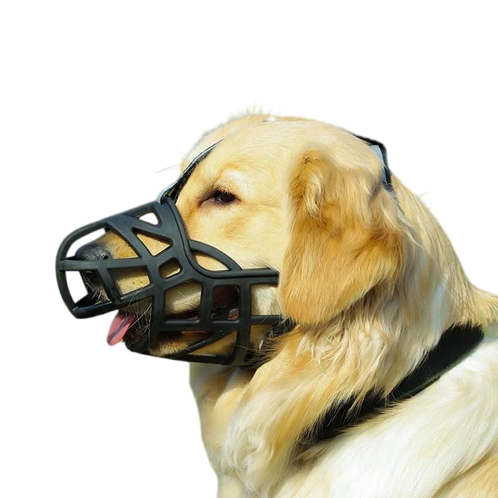 Bozal para Perros, Bozal Transpirable for Perros, bozal for Que Evita mordeduras, Ajustable, diseño de Apertura Frontal, Permite jadear y Beber(Black Reflective Tape,No. 5)