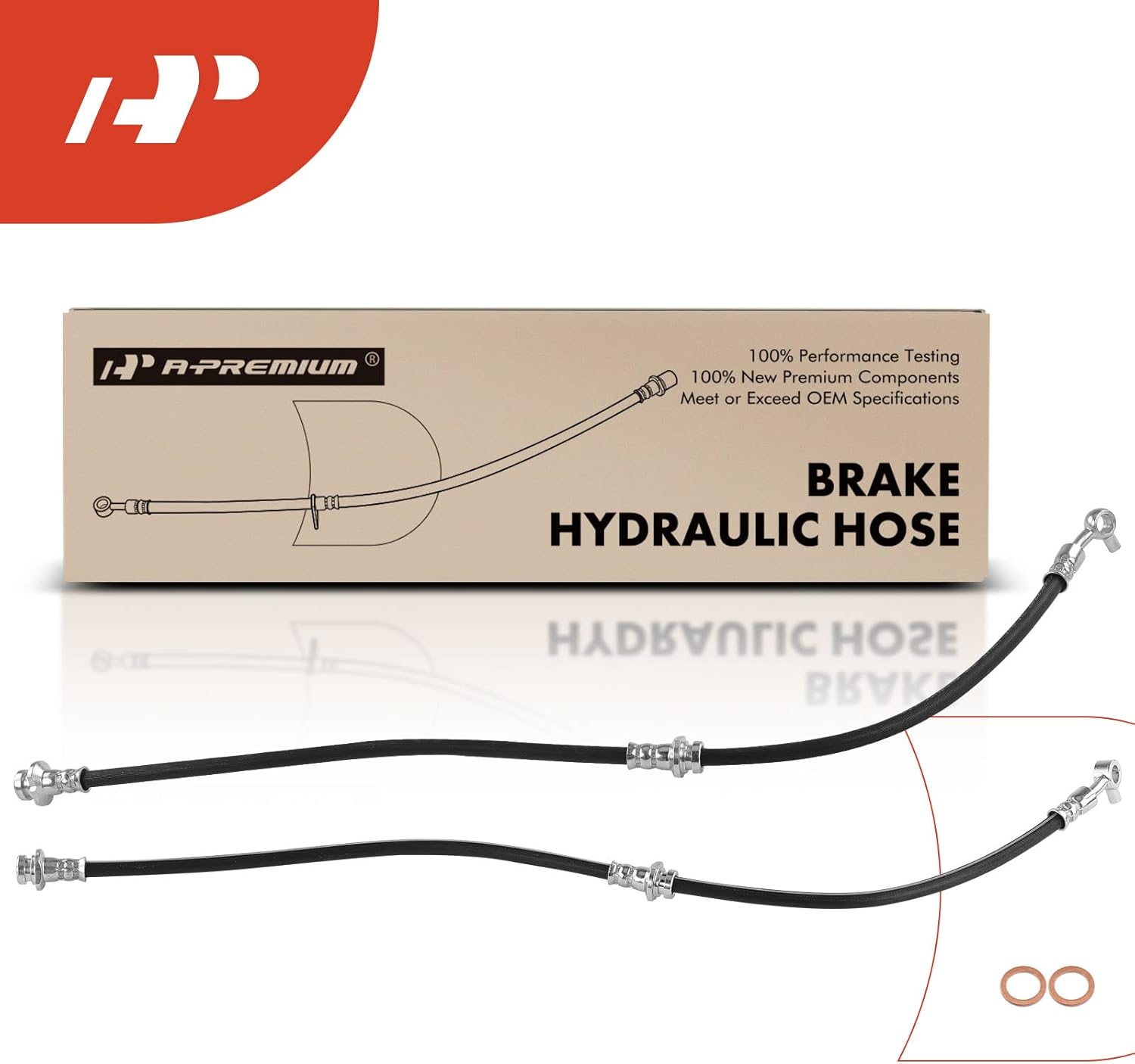 A-Premium Front Driver and Passenger Brake Hydraulic Hose Compatible with Nissan Models - Juke 2011 2012 2013 2014 2015 2016 2017 - Replace# 462111KA2A(Pack of 2)