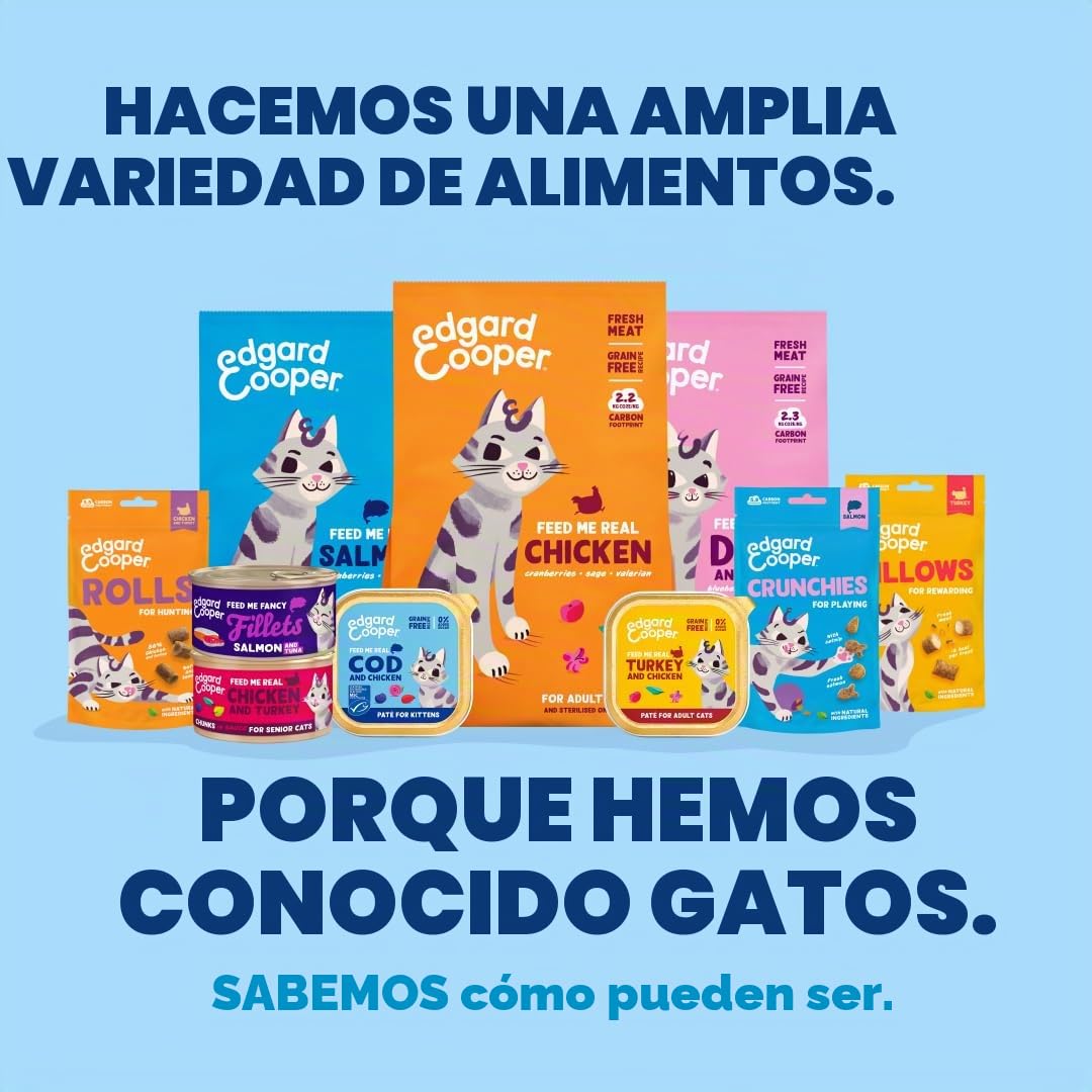 Edgard & Cooper Comida Húmeda para Gatos Adultos (Atún, 70g x 24) - Filetes Sin Cereales, Ingredientes Naturales, Carne Fresca - para Gatos Esterilizados y Activos