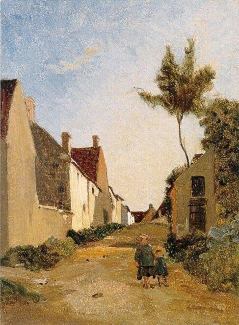 Pintura murales decor en lienzo de la calle del pueblo de Frederic Bazille para hogar 60x90cm