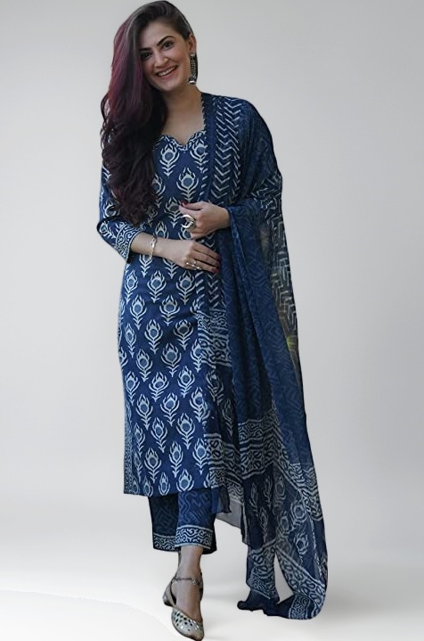 KLOSIA Women's Viscose Printed Kurta Set with Dupatta