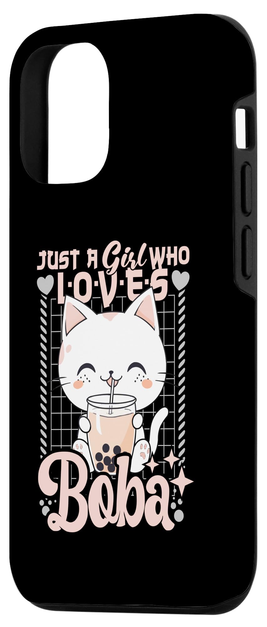 iPhone 14 Pro Cat Boba Kawaii Bubble Tea Cat Anime Neko Kitten Girls Case - Image 2