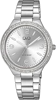 ساعة انالوج بحركة كوارتز وسوار ستانلس ستيل للنساء من كيو اند لون فضي موديل Q34B-002PY