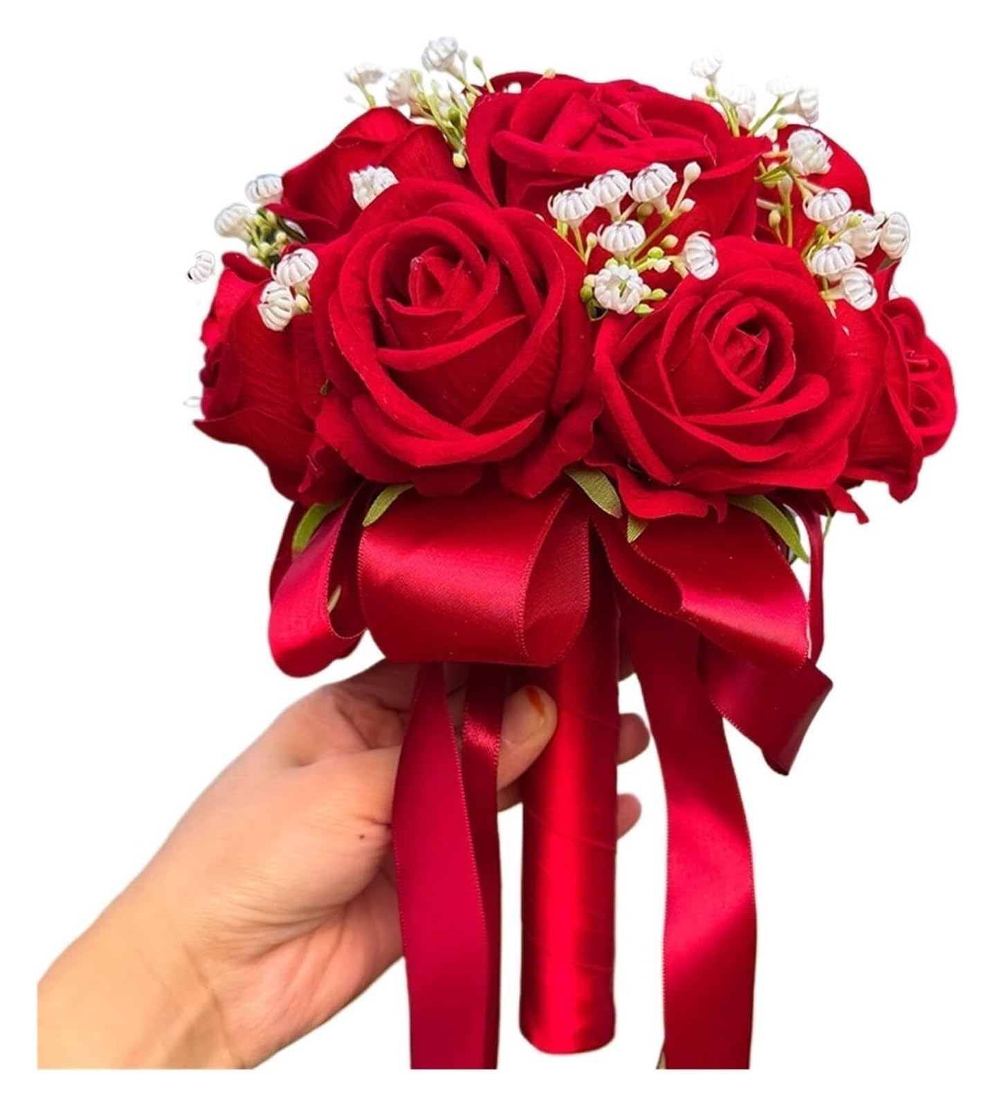 Giveduno Flannel Rose Artificial Bridal Bouquet