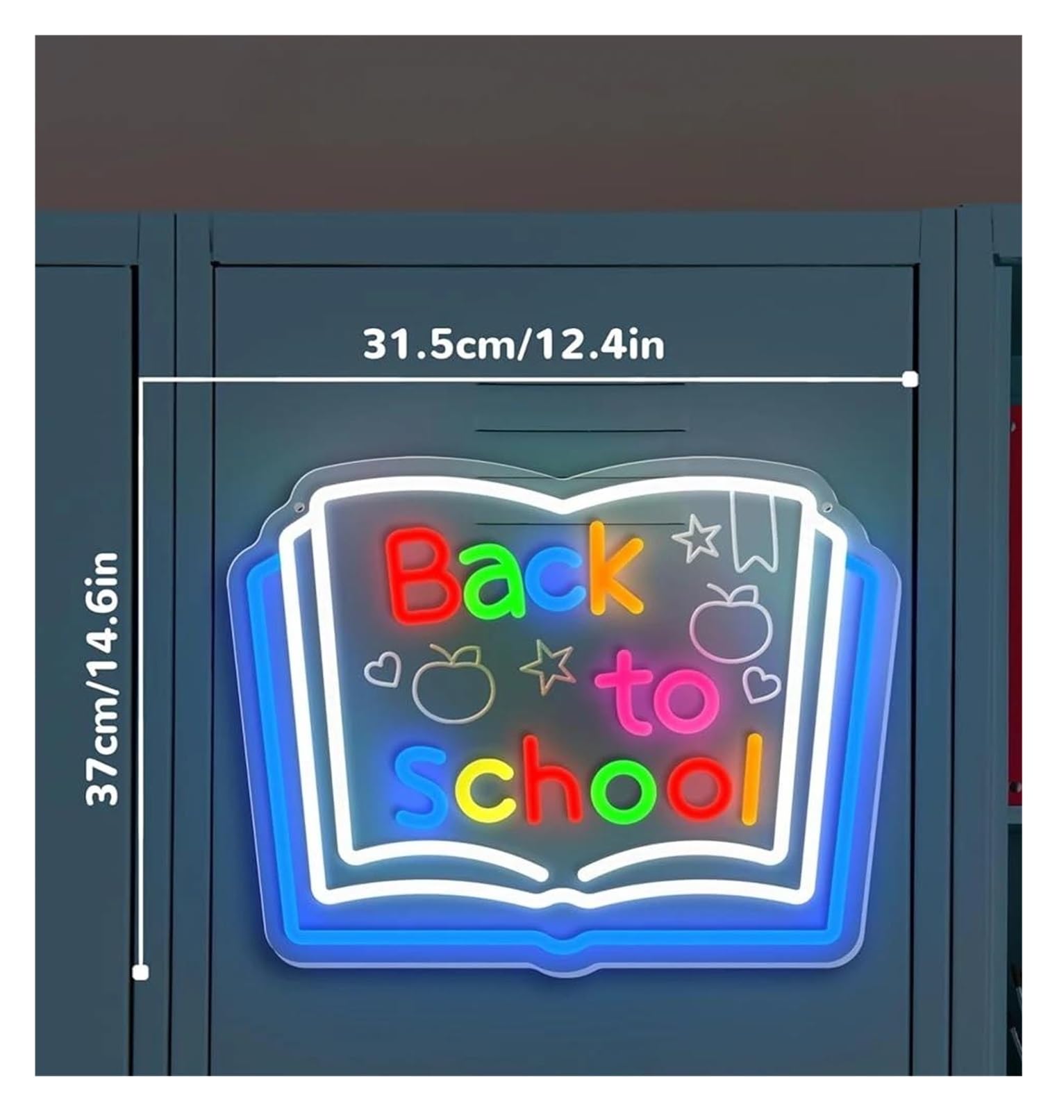 XENITE Luces Art Decoration Christmas Letrero De Neón Con Luz LED Regulable Por USB Para Regreso A Clases, Decoración De Pared Para Aulas, Guarderías, Bibliotecas 37x31.5cm