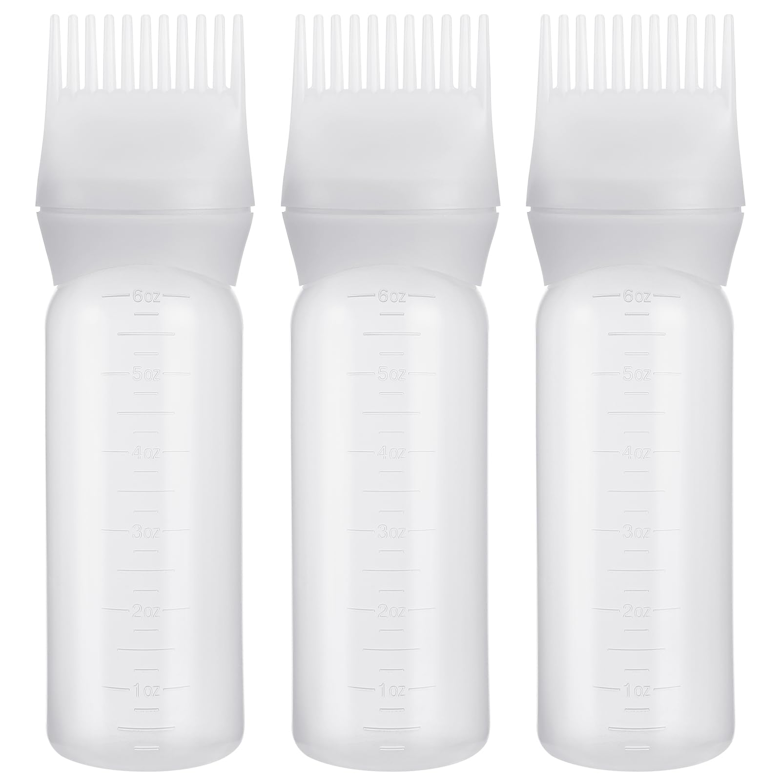 PAEFIU 3 Stücke Haaröl Applikator, 170ml Hair Oil Applicator Bottle mit Abgestufter Skala, Wurzelkamm-Applikatorflasche Haarfärbebürste Scalp Applicator für Hair Oiling Haar Colorationen