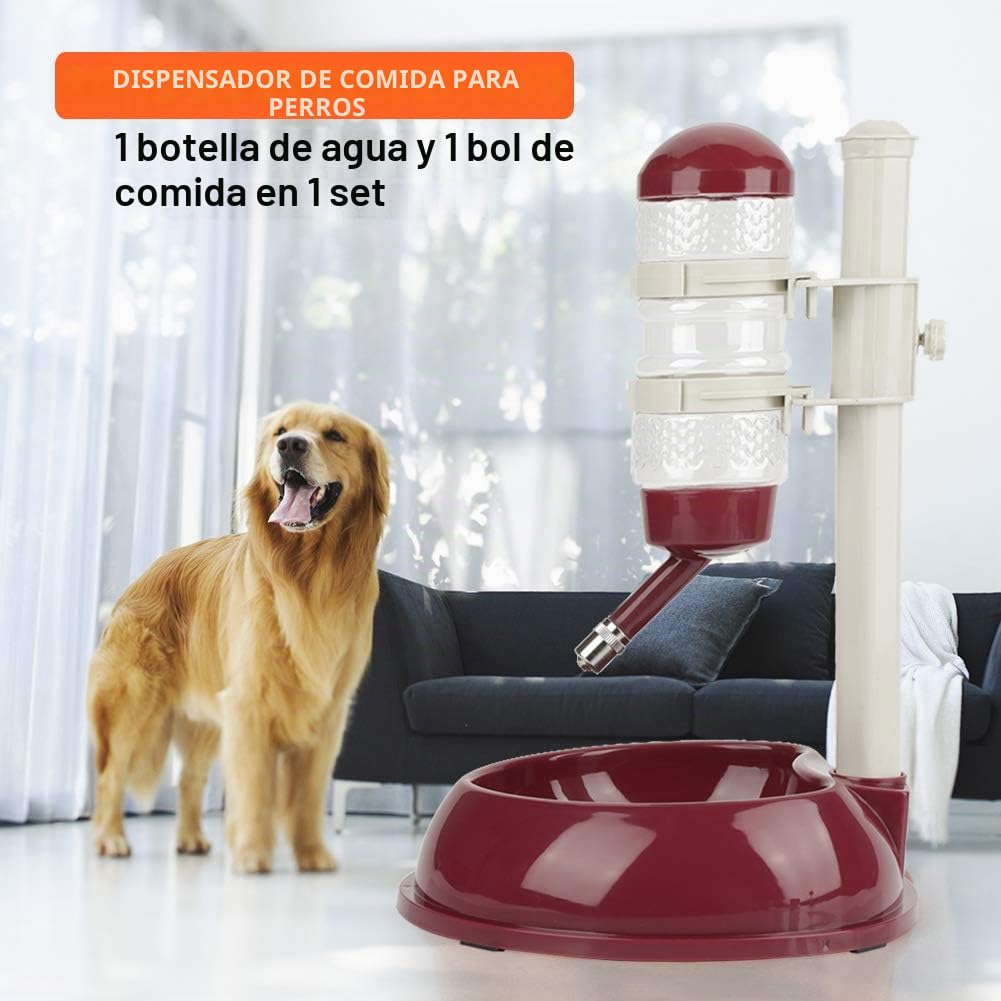 Hztyyier Alimentador Ajustable para Mascotas, Cuenco para Perros, dispensador de Agua, Botella para Beber, Recipiente para Alimentos, Cuenco, dispensador de pie para Gatos, Perros, Verde(marrón)