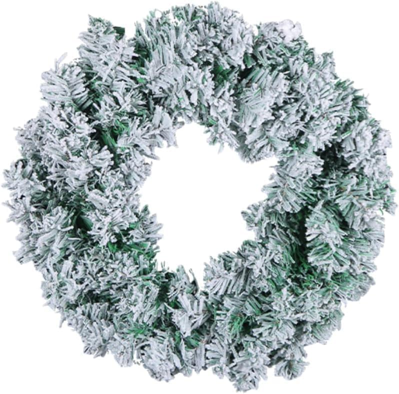 20 Inch Spruce Artificial Christmas Wreath for Front Door Flocked Snow for Indoor Outdoor Porch Windows Wall Home Decor (20 Inch)