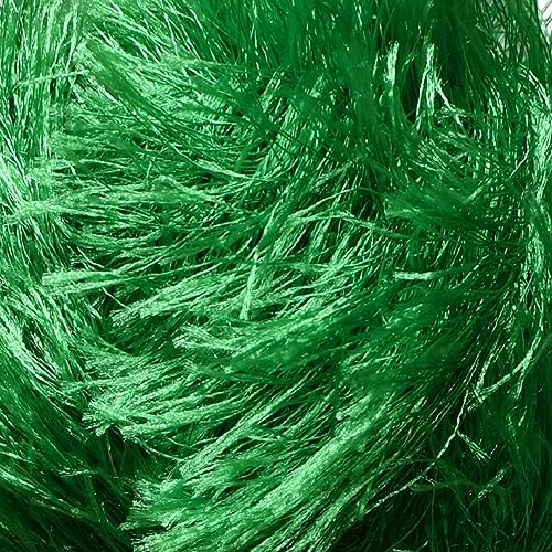 Image of Eyelash Fun Fur Yarn Premium 100% Polyester 164 Yds (150 Mt), 3.53 Oz (100 Gr) Colorful Crochet Yarn Dıy Hand Knitting. (Green, 3 Skein)
