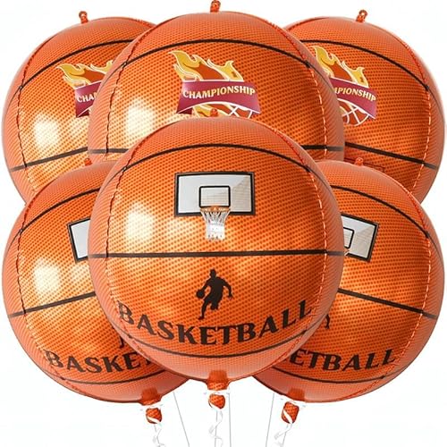 KatchOn, Big 22 Inch Basketball Balloons - Pack of 6, Basketball Foil Balloons | Basketball Balloon, Basketball Party Decorations, Basketball Senior Night Decorations | Basketball Birthday Decorations