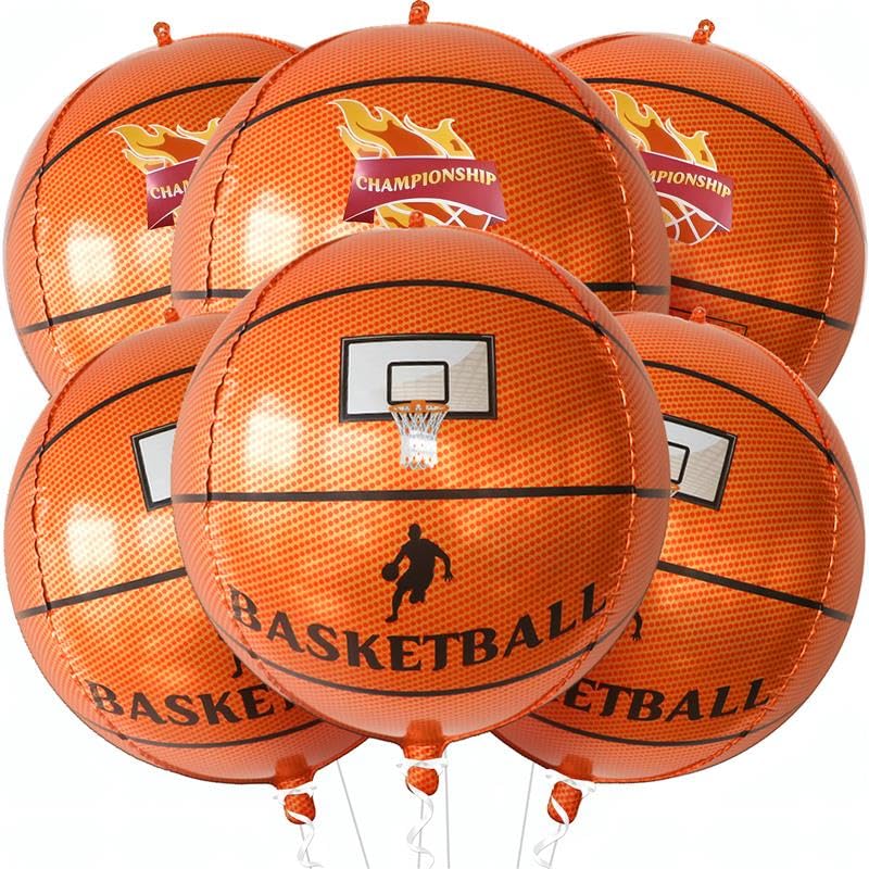 KatchOn, Big Basketball Balloons - 22 Inch, Pack of 6 | Sports Foil Balloons for Basketball Birthday Decorations, Sports Birthday Decorations | Basketball Party Decor Orange Party Decor for Homecoming