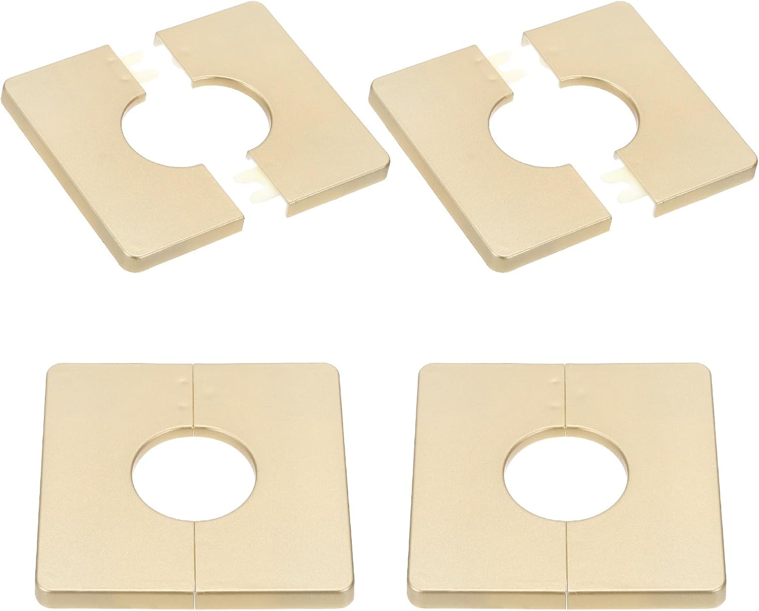 PATIKIL Wall Split Flange 86mm / 3.4" OD, 4 Pcs Square Escutcheon Plate Cover PPR Plumbing Cover Plates with Self-Adhesive Tape for 33mm / 1.3" Dia Water Pipe Faucet, Gold