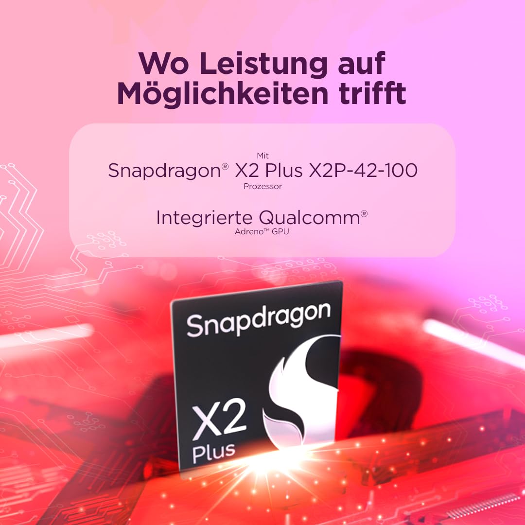 Lenovo IdeaPad 5X 2in1 Laptop | 14" WUXGA OLED Touch Display | Snapdragon X2 Plus X2P-42-100 | 16GB RAM | 512GB SSD | Qualcomm Adreno Grafik | Windows 11 | QWERTZ | Grau | 3 Monate Premium Care
