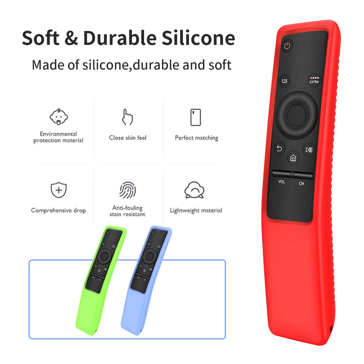 [3 piezas] Funda protectora de silicona para mando a distancia Samsung Smart TV BN59 Series, soporte para mando a distancia Smart 4K Ultra HDTV, peso ligero, antideslizante, a prueba de golpes,