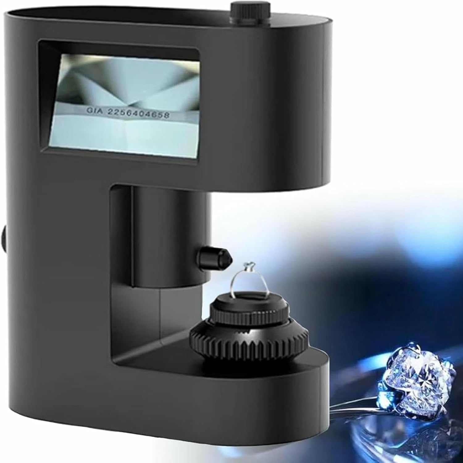 30-200X Diamond Inscription Viewer, Digital Microscope with 20 LED Fill Lights and Dual Screen Display, Adjustable Tray, for Diamond