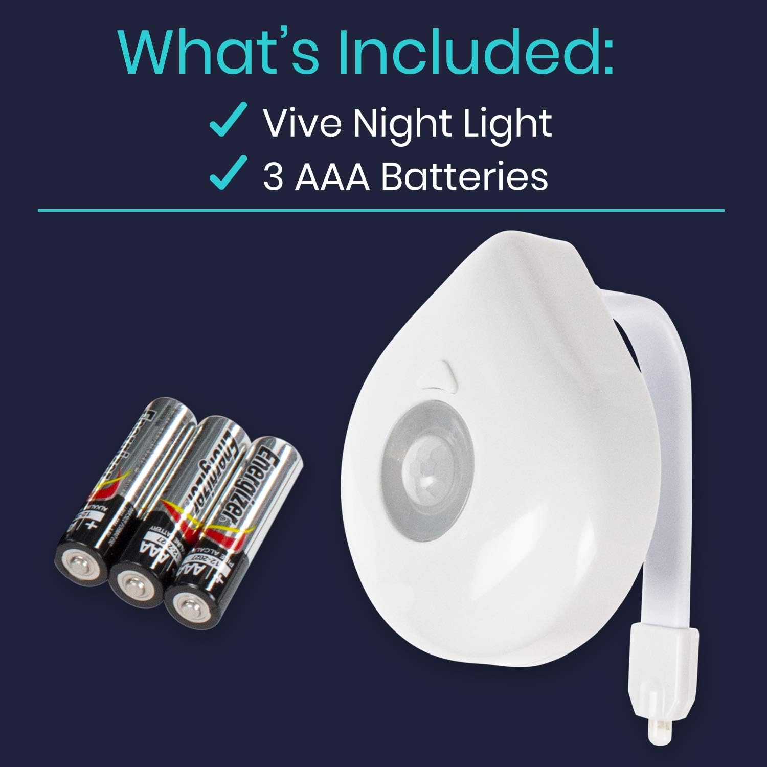 Vive Toilet Bowl Light - Night Motion Sensor Activated Device - Ultra Slim Flexible Nightlight for Bathroom, Kids, Adult, Elderly, Seniors - Waterproof, Adjustable - Battery Power Included (1 Pack)