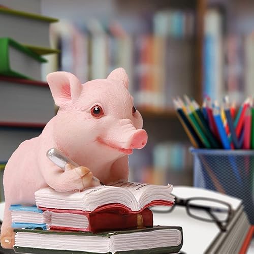 Miniatura 5 de Funny Piggy Resin Art Ornaments Hard-Working Pig Figurines Craft Decorations, Small Statues for Shelves Table Desk Home Office Decor (Push Trolley)