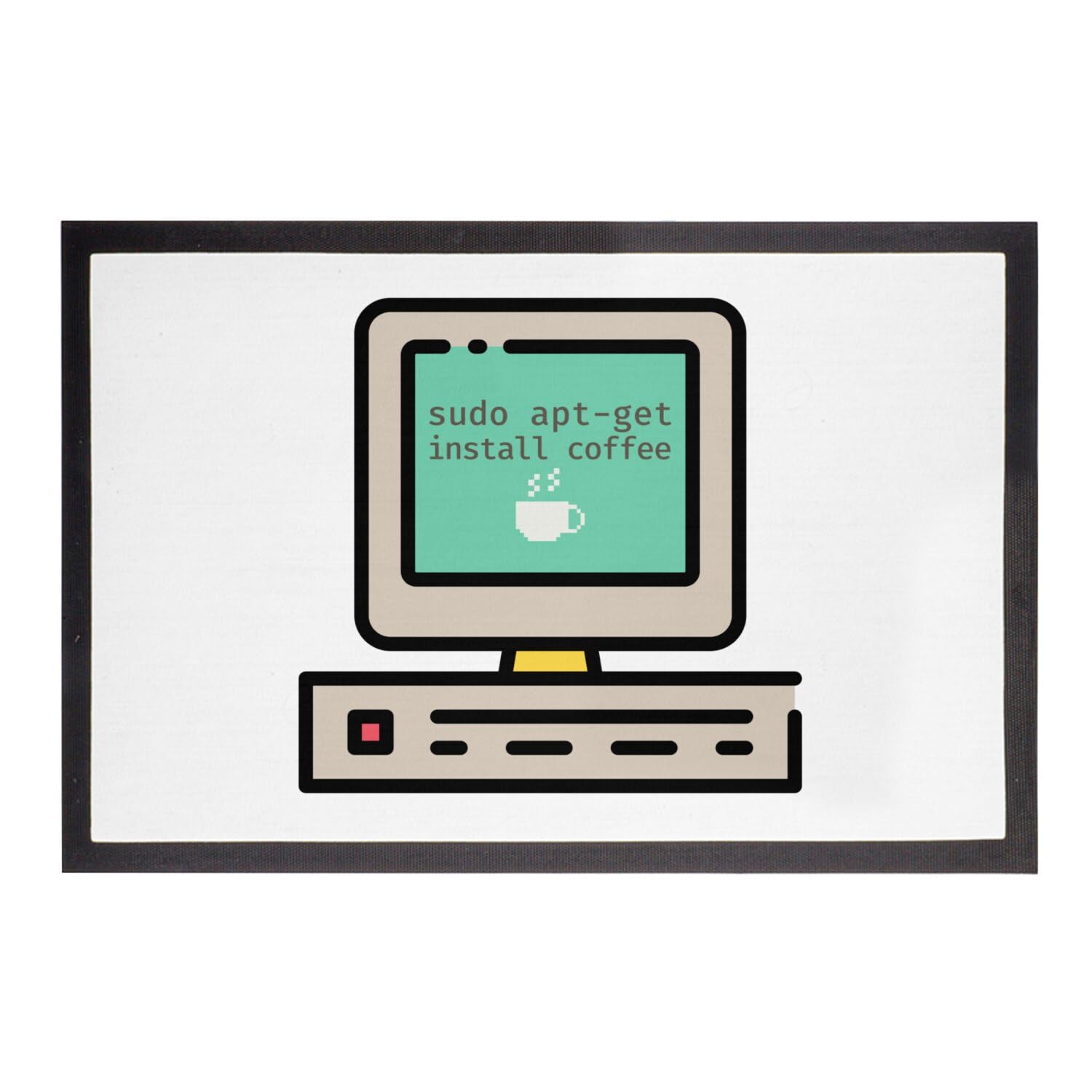 Paillasson café ordinateur blanc pour une entrée de bureau geek moderne