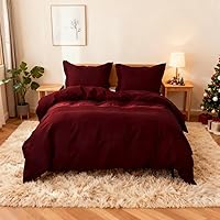 Vista 15 de Simple&Opulence Juego de funda de edredón de lino francés de 88 x 92 pulgadas, 5 piezas (1 funda de edredón, 4 fundas de almohada), mezcla de lino