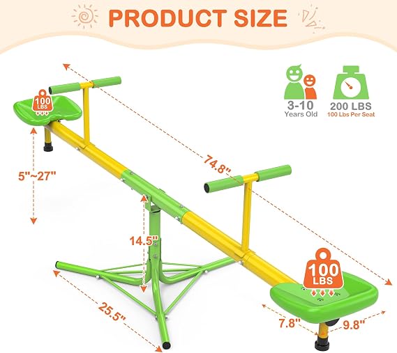 Amictoy Teeter Totter for Kids, Sit and Spin Seesaw for Toddlers Age 3+, Heavy Duty 2025 Upgraded Model for Indoor and Outdoor, Outside Toys, Safety Certified