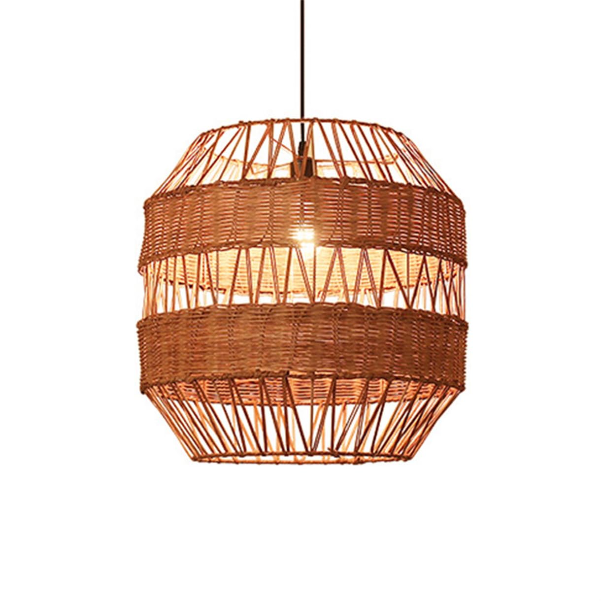 SHUANGZ Rattan Basket Pendant Light, Natural Handmade Shades 1-Pack Modern Farmhouse Rattan Basket Chandelier Dining Room Light Fixtures for Living Dining Room Kitchen Island Bedroom, E26
