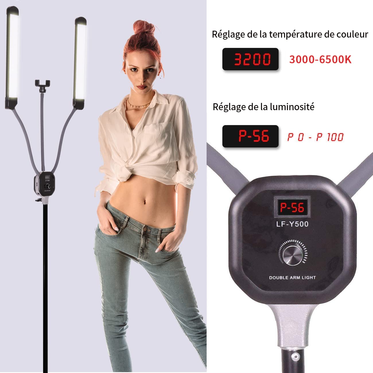 3000-6500K, CRI 90+ Lampada Video Dimmerabile LED 50 W con Borsa Treppiede Kit di Illuminazione Fotografica per Luce Truccatore, Lampada per Ciglia, Live Bellezza, Tatuaggio, Riprese Studio