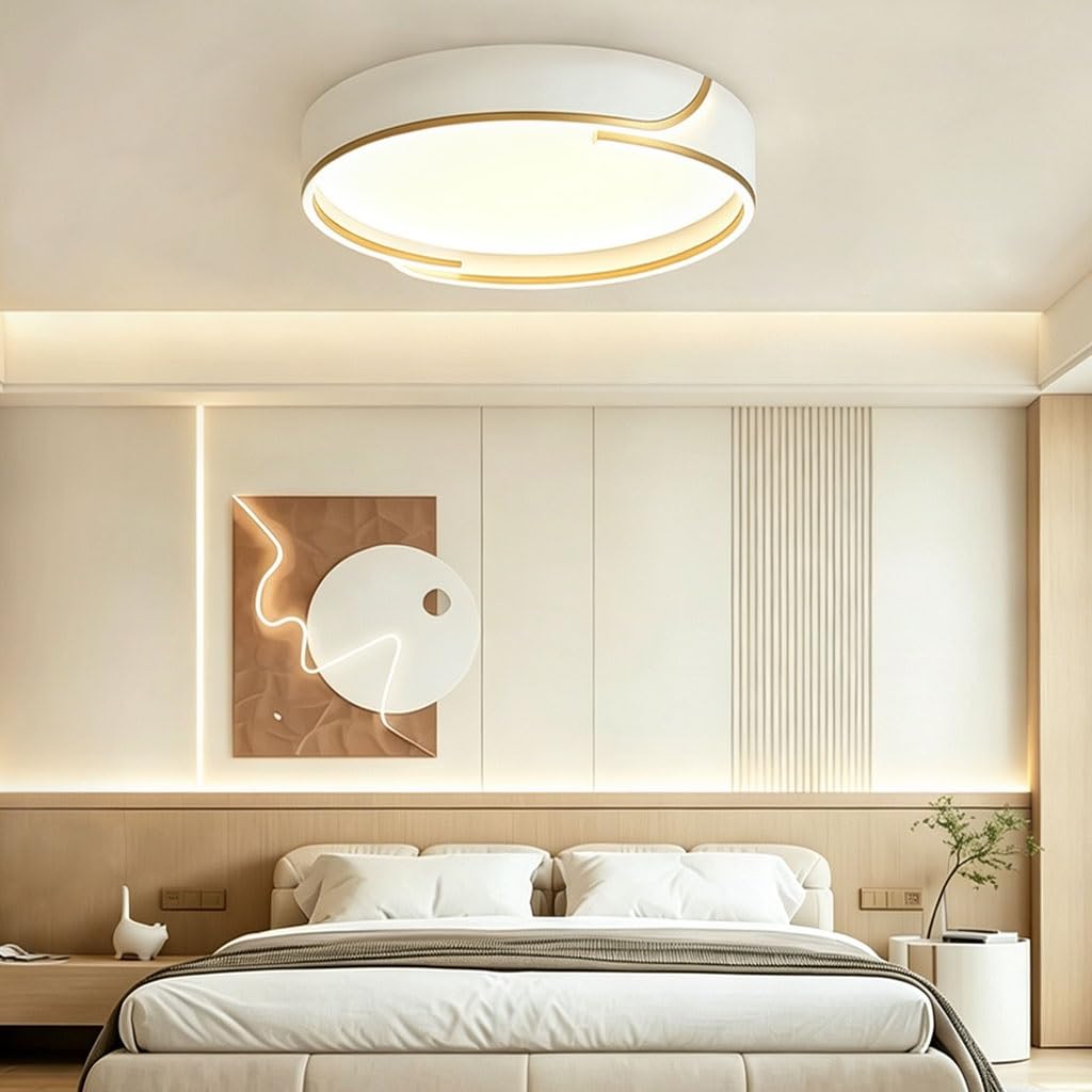 Nowoczesny LED Plafon 50 Cm Bezstopniowe Ściemnianie 3000K–6000K Temp Barwowa Lampa Sufitowa Salonowa Oprawa Sufitowa Skandynawska Do Jadalni Gabinetu Przedpokoju Pokoju Dziecięcego(Round)