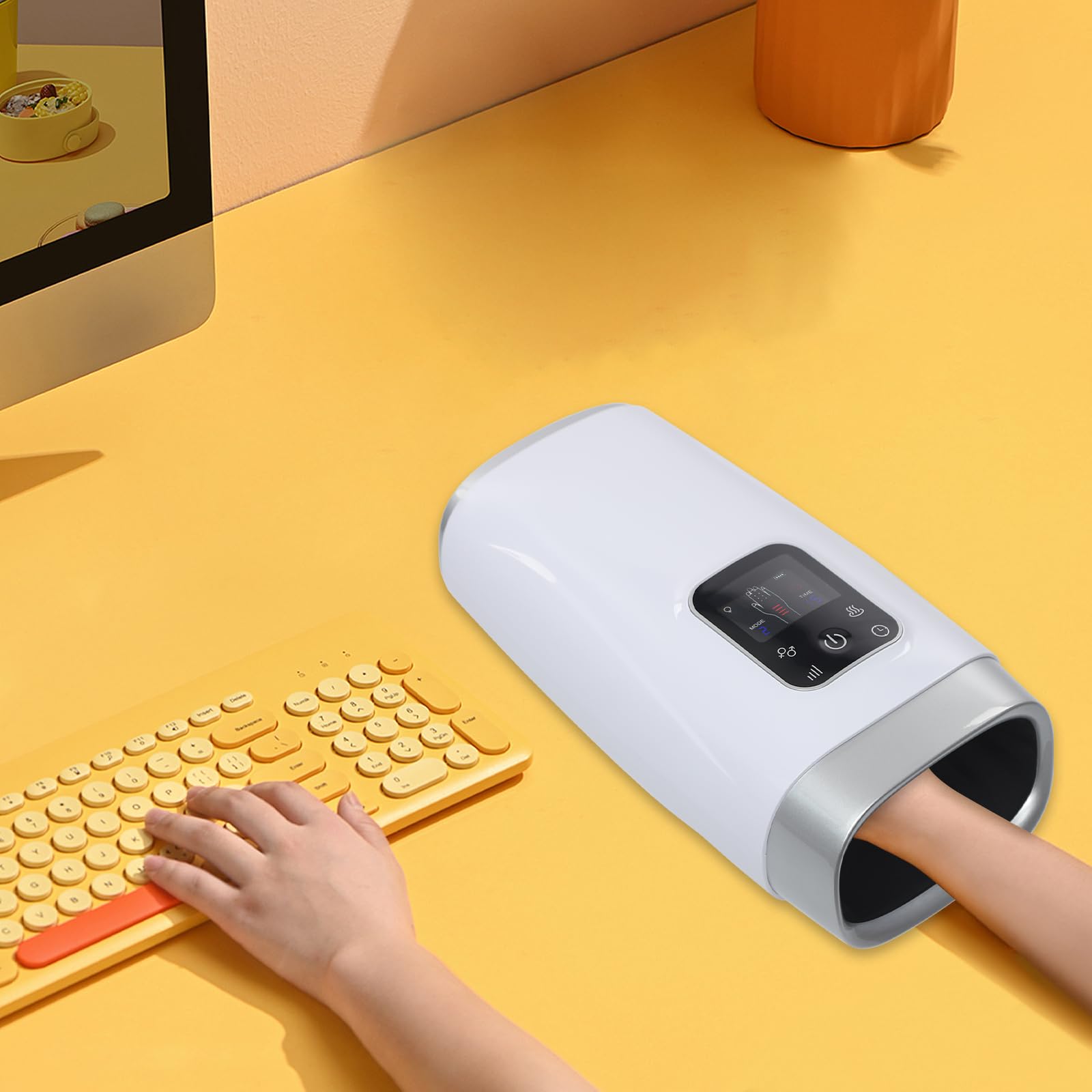 Handmassagegerät Luftdruck Wärme Wiederaufladbar LCD Display Handmassage für Schmerzlinderung Handgelenk Fingersteifheit Haushalt Männer Frauen