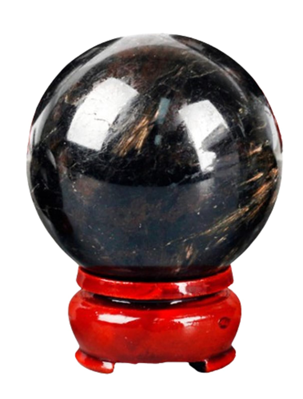 BJXKHFPIV Garnet Crystal Ball Ornaments Black Crystal Sphere Desktop Decor Feng Shui Stone Ball for Divination Home Decoration,60~70mm