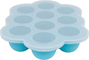 WeeSprout Silicone Freezer Tray with Clip on Lid Perfect Food Storage Container for Homemade Baby Food, Vegetable, Fruit Purees, and Breast Milk (Bright Blue, Ten 1.5 Ounce Sections)