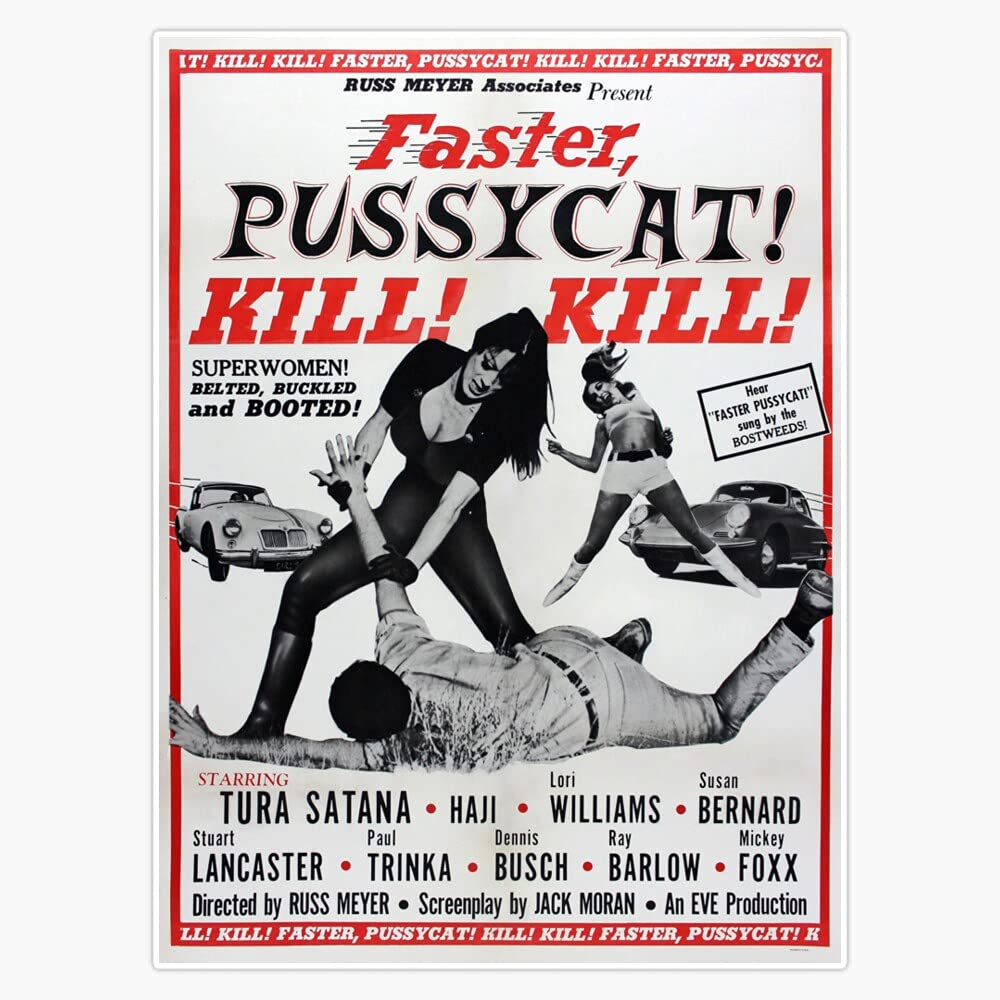 Faster Pussycat Kill Kill 1966 Movie, Poster Artwork, Vintage Posters, S, Prints, Bags, Men, Women Bumper Sticker Window Vinyl Decal 5"