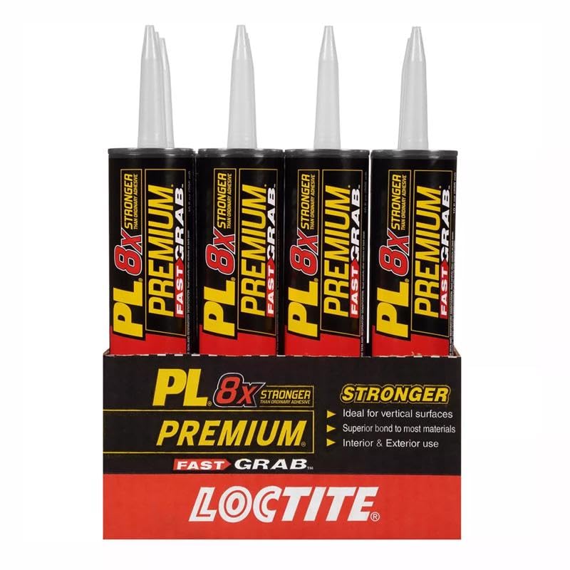 Image of Loctite PL Premium Fast Grab Polyurethane Construction Adhesive, Gray, 10 fl oz Cartridge, (Pack of 12)