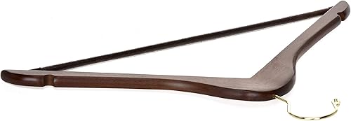 Miniatura 6 de Perchas de madera de calidad  Juego de 20 ganchos ligeramente curvados  Perchas de madera maciza con elegantes ganchos cromados  Ropa resistente