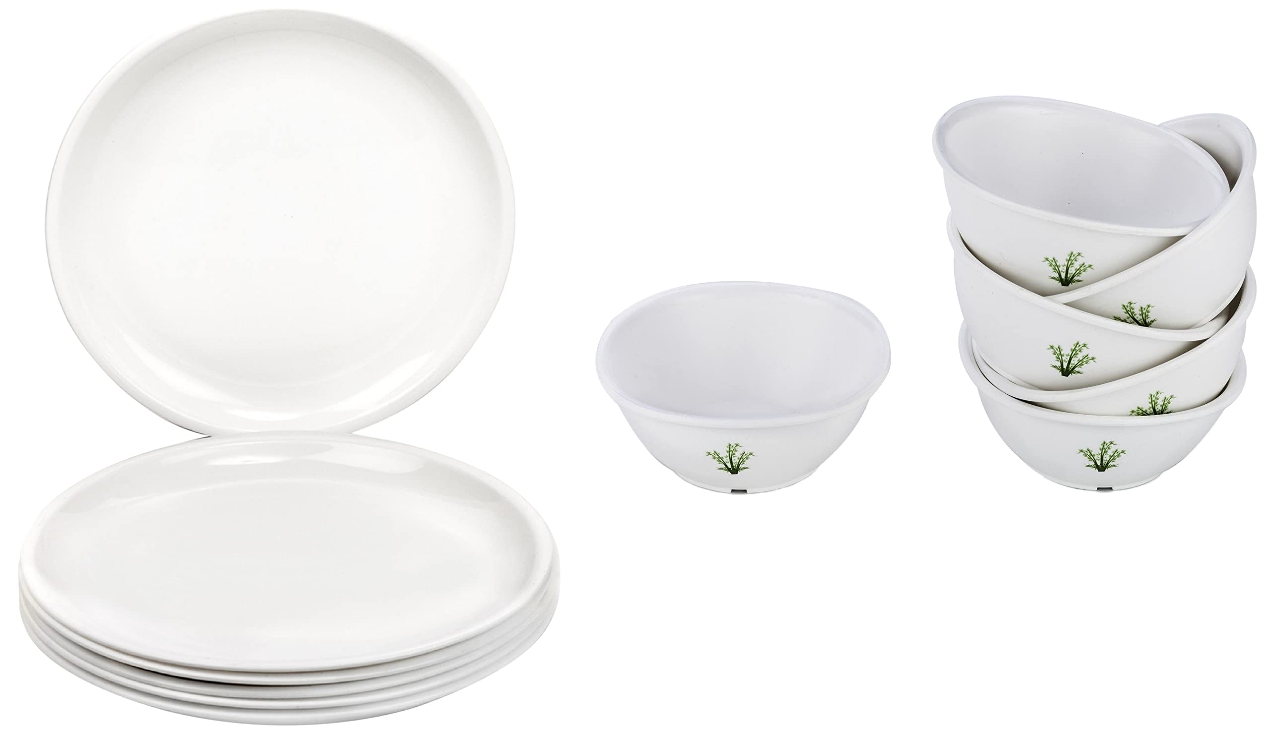 Signoraware Round Plastic Full Plate Set, Set of 6, White & Bamboo Plastic Serving Bowl Set, 220ml, Set of 6, White Combo (B085GPXHMM) Amazon Price History, Amazon Price Tracker