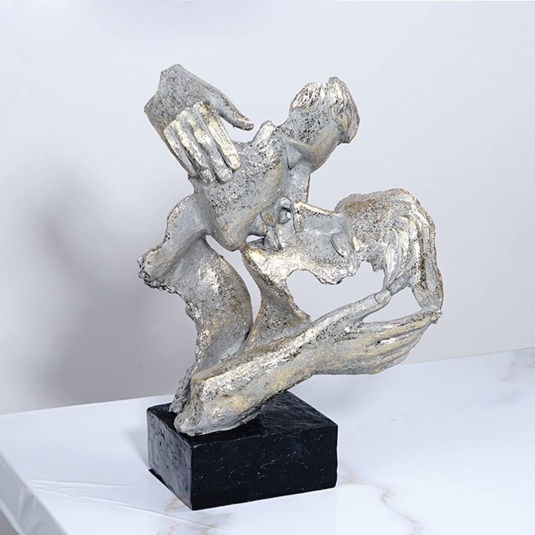 Sculptures Statues Modern Bust Sculpture, Living Room Decoration, Sculpture Decoration, Abstract Art Faces, Color Silver with Base, Silver, 18.5 x 12 x 27.8 cm (d 18.5 * 12 * 27.8cm)