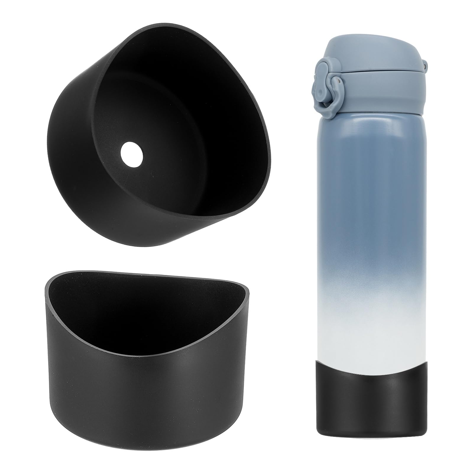 sourcing map 2Pcs Silicone Water Bottle Boot, Silicone Cup Protector, Anti-Slip Protective Sleeve Bottom Accessory for Stainless Steel Water Bottle, Black