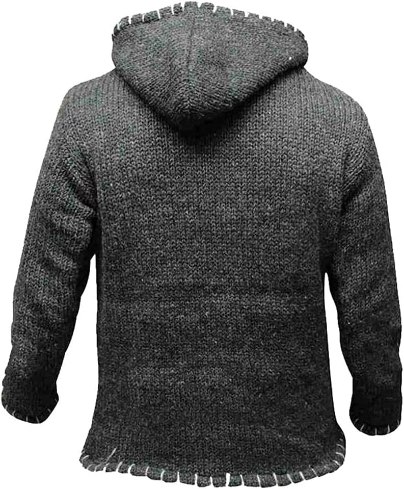 USDBE Autumn Winter Oversized Sweater Men Hooded Sweaters Patchwork Knitted Pullover