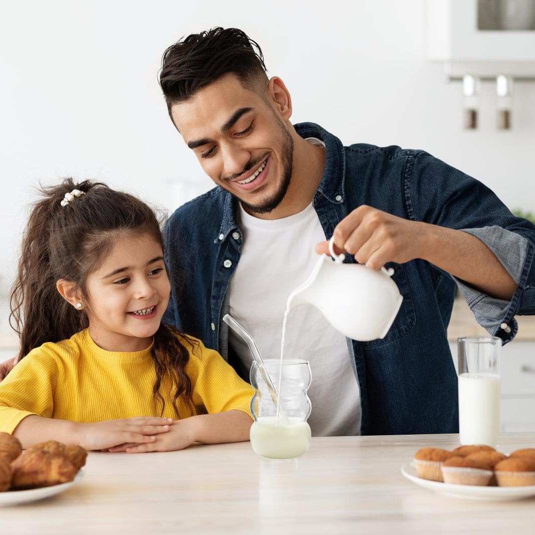 ALINK 16 oz Large Ribbed Glassware Drinking Glasses with Straws Set of 4, Crystal Vintage Glassware Iced Coffee Cups, Cocktail Glass Cups for Beer, Whiskey, Soda, Water, Tea, Milk,Juice - Image 9