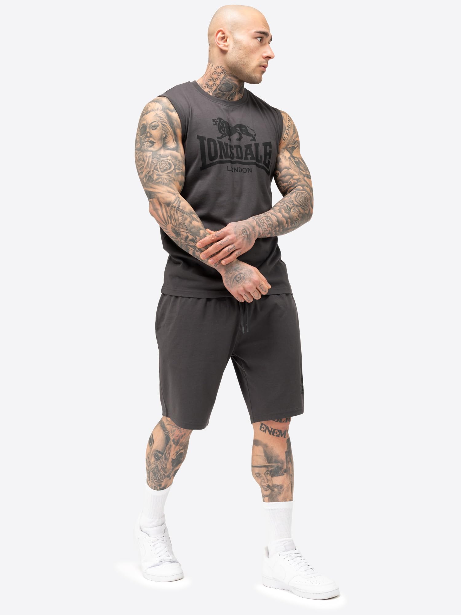 Lonsdale Herren Ärmelloses T-shirt & Shorts Set Normale Passform Allanton Ensemble t-shirt et short sans manches pour homme, coupe normale, Allanton Homme (lot de 1)