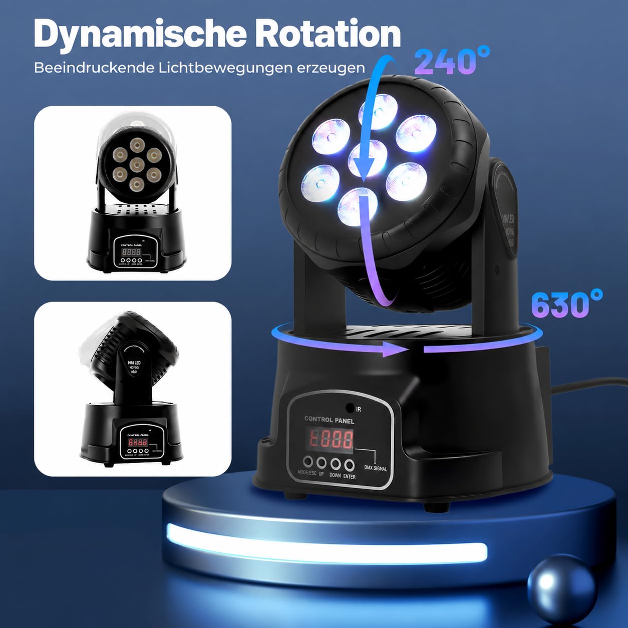 7 LED Scheinwerfer Moving Head Licht DMX Discobeleuchtung Floorspot Bühnenlicht Licht für Stage DJ Party Show Bar Halloween Weihnachten