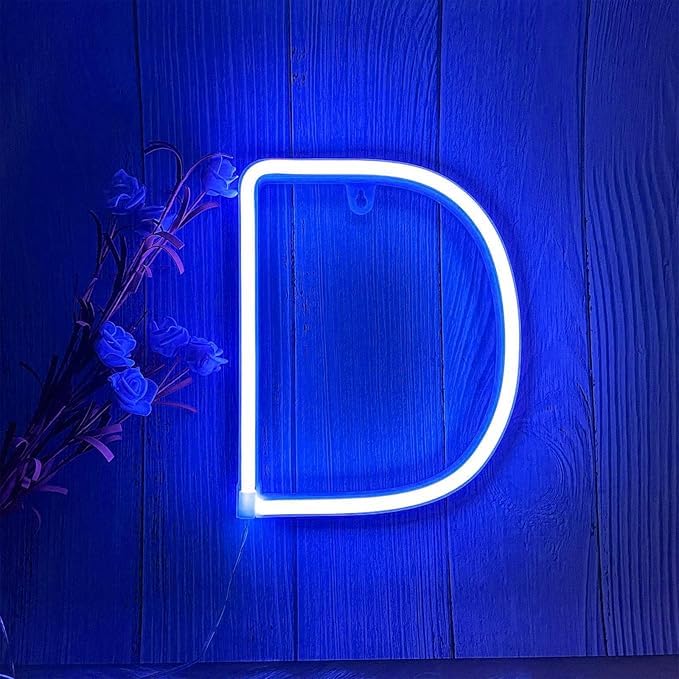 Letter Neon Lights - Personalized USB Light Signs for Wall Decor Bedroom Home Office - Switch Controlled LED Word/Name Signs Unique Gift Idea & Party Hanging String Lights(Letters D) — image 1