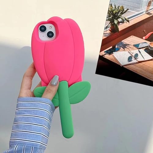 Miniatura 2 de Funda de teléfono Kawaii para iPhone 11, bonita funda protectora de tulipanes de silicona suave con diseño de tulipanes para mujeres y niñas, a