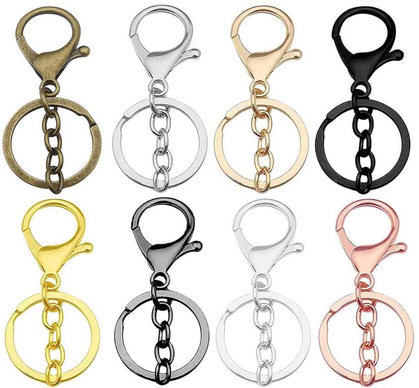 Image of DIY Crafts 50 Sets, Silver, Metal Larger Lobster Clasps Extension Chain Hooks, D Rings, Slide Buckle for Keychain Key Rings Clip Connector Bags Art Crafts Jewel (50 Sets, Silver)