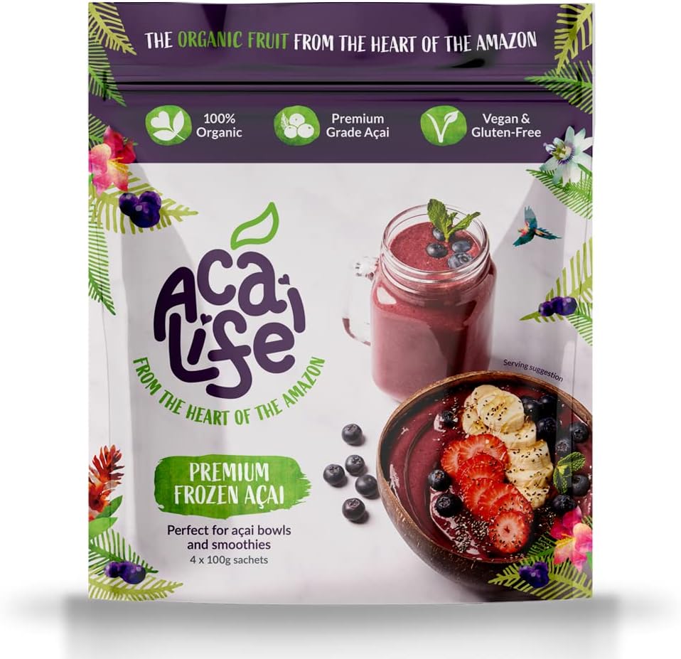 Açai Life Premium Frozen Açai Packets, 400g. Organic Acai Berry Purée