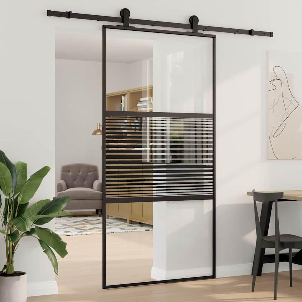 vidaXL Drzwi szklane 102,5 x 2 x 205 cm Aluminium Czarny