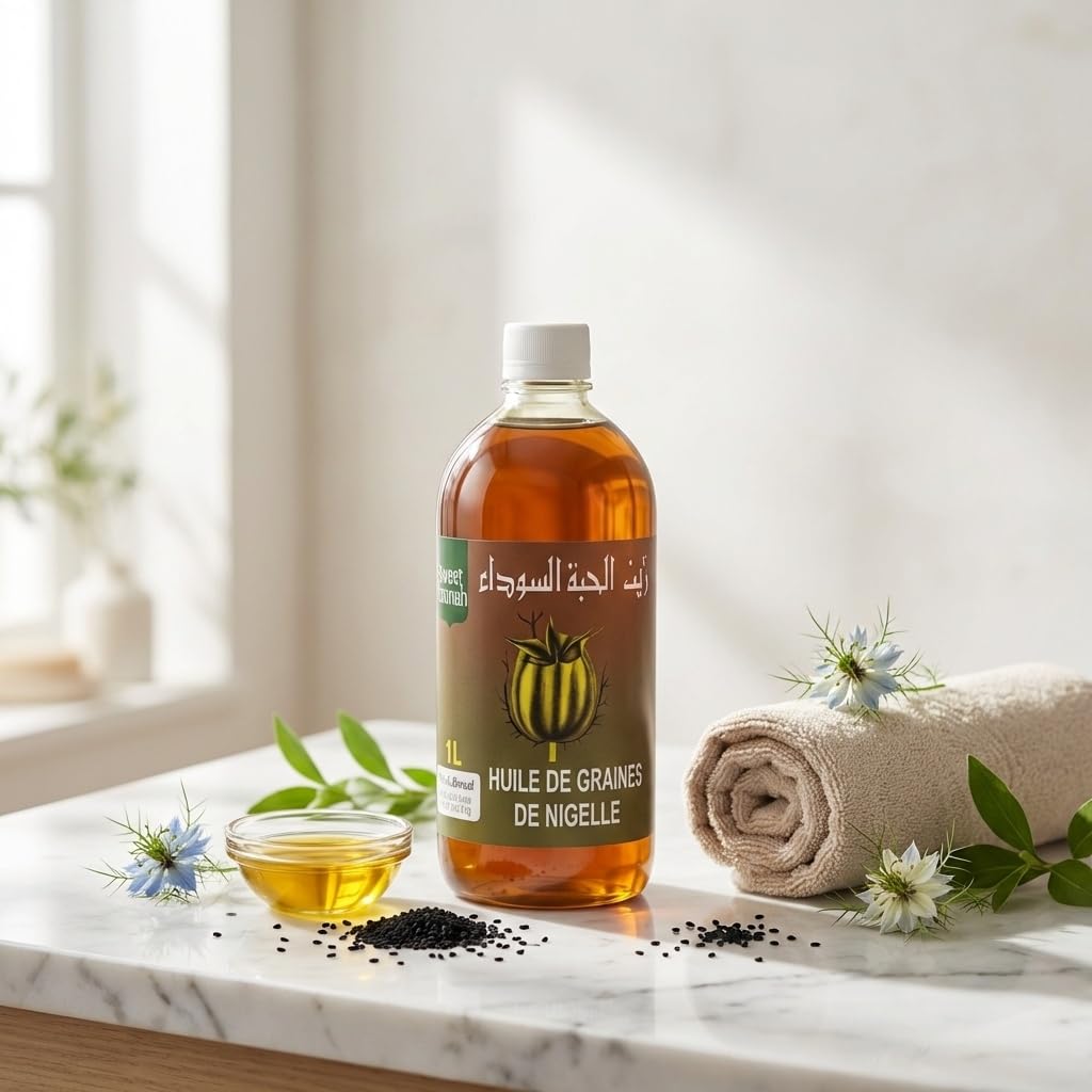 Schwarzkümmelöl, 1 l, feuchtigkeitsspendend, Kaltdruck, für alle Hauttypen