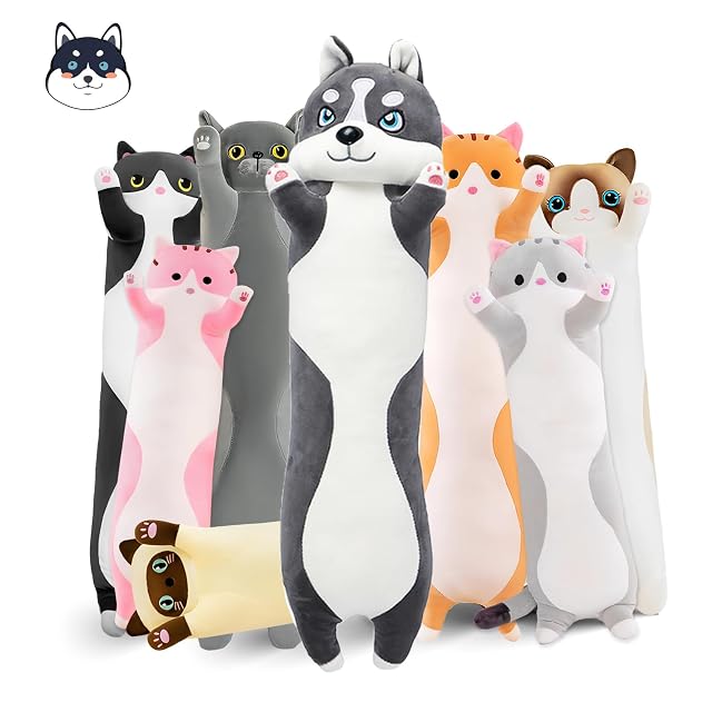 Long Husky Plush Pillow 51 1in Cute Dog Plushie Stuffed Animals Body Pillow Kawaii Husky Soft Plushie Doll
