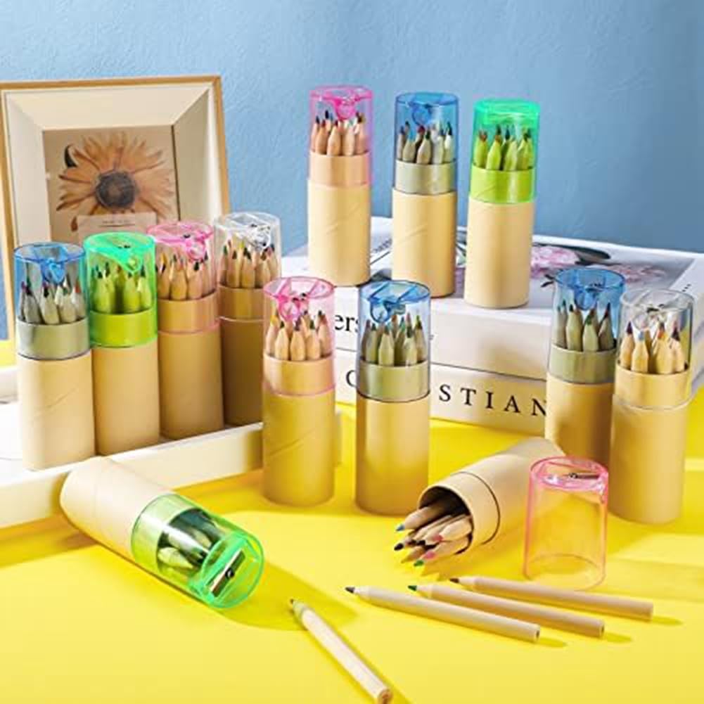 40Er-Pack Mini-Buntstifte mit Spitzer, Tragbare Buntstifte, 12 Zeichen-Buntstifte zum Zeichnen Von Kindern und Erwachsenen